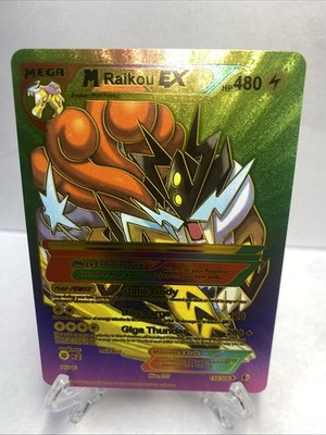 Mega Raikou Ex Rainbow Foil Fan Art Card Hp480 Giga Thunder     Discharge
