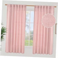 Linen Curtains 63 Inch Length 2 Panels - 52"W x 63"L Pack of 2 Light Pink