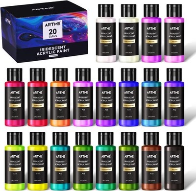 Iridescent Acrylic Paint Set, 20 Chameleon 2 Fl Oz (Pack of 20), 20 Colors 