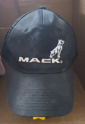 MACK Bulldog Semi Truck Hat Cap Embroidered Mesh Mesh Black with
