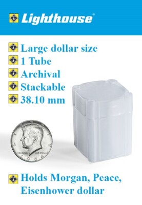 1 Large Dollar Square Coin Tube Archival For Morgan Peace Eisenhower Lighthouse