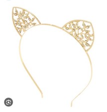 Claire  s Gold Rhinestone Cat Ear Halloween Costume Accessory Headband