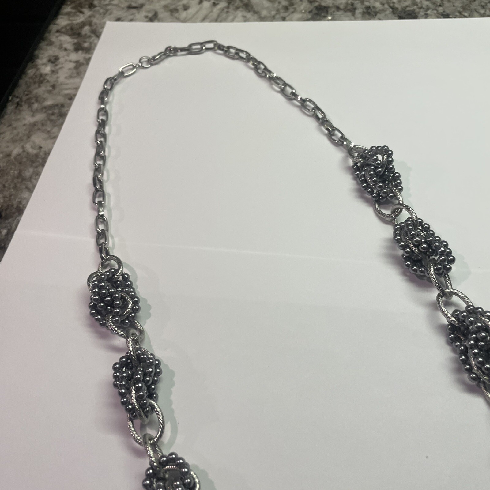 Signed LOFT Silver Tone Long Statement Chain Neck… - image 8