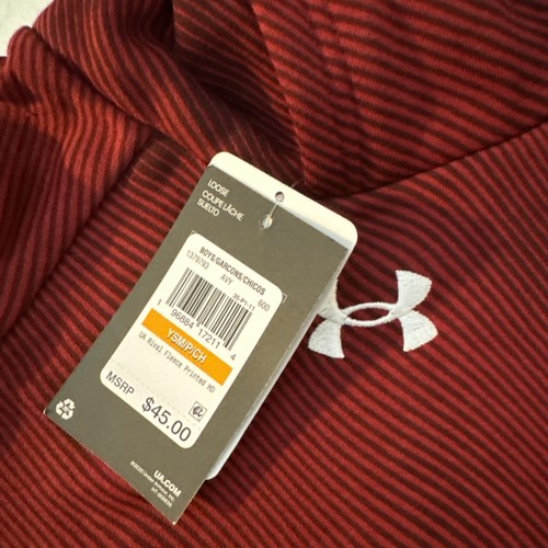 Boys Under Armour Rival Fleece Printed Hoodie Dark Maroon/White Sz S (MSRP$45) - Picture 3 of 4