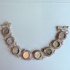 Antique Rare Bronze 8 Widow's Mite Ancient Coins Sterling Silver 950 Bracelet