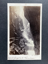 Braun, Switzerland, Gorge de la Tamina, vintage CDV albumen print vintage cdv albumen