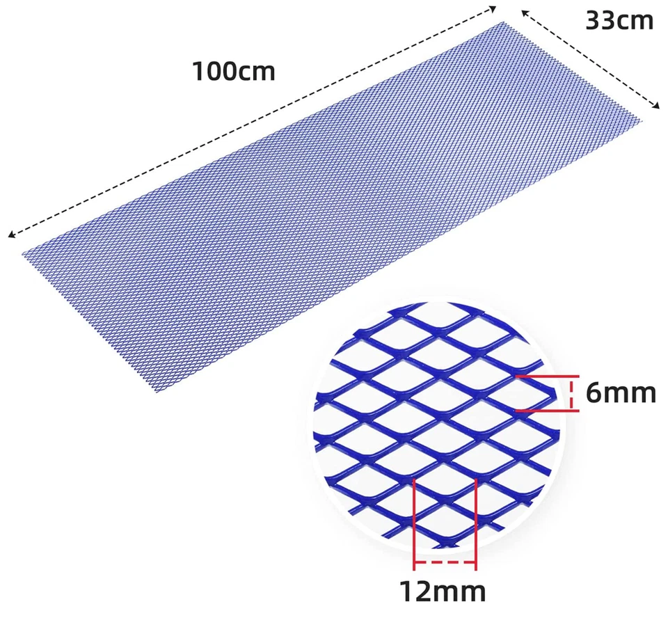 1x Universal 40"x13" Parrilla Coche Malla Parrilla Parachoques 6x12mm Rejillas Agujero Romboidal Azul Foto 2 de 4