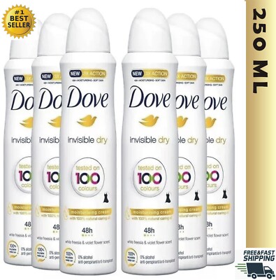 Dove Invisible Dry Anti Perspirant Deodorant Spray 250 Ml 6 PACK (NEW EXTRA LONG