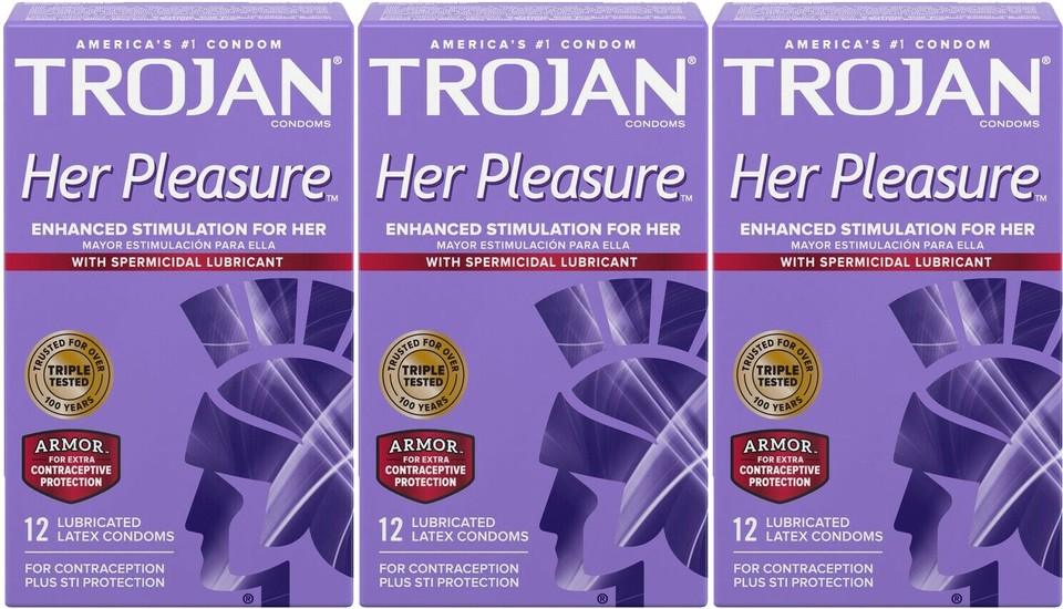 Trojan Her Pleasure Armor Stimulation Spermicidal Lubricated Latex