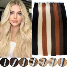 Seamless Tape In Hair Extensions Skin Wefts Invisible Remy Indian Human Hair 40p