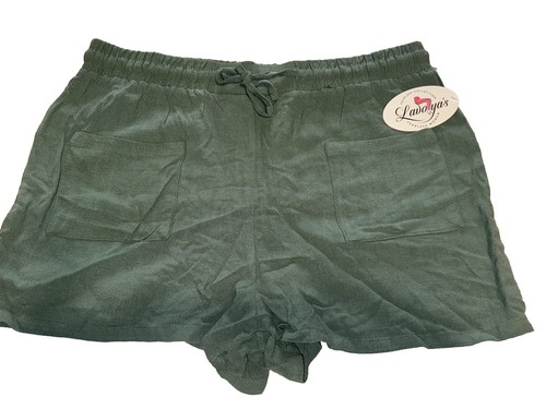 Women's Linen Cotton Blend Pocket Detailed Soft High Waist Shorts Size XL NEW
