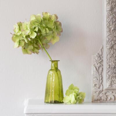 Kleine jadegrüne Barak Vase, Recyclingglas rustikal Blumenstiel Knospenvase, 6×13 cm