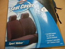 2 Low Back Front Bucket Seat Covers With Separate Headrest Cover Grey 5039202