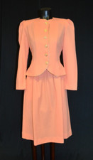 Unbranded Vintage 80s Peach Formal Skirt Suit Set sz 5/6