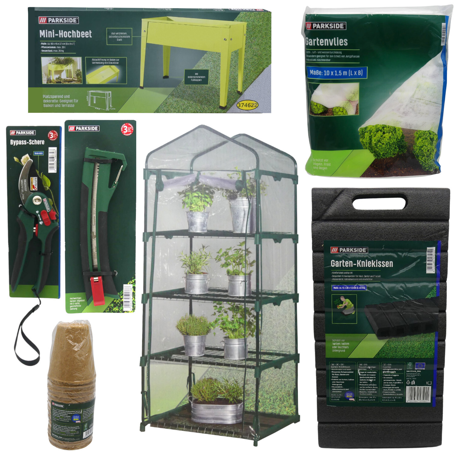 Diversos Accesorios de Jardín Macetas Cultivo Fieltro Invernadero Rodilla Sierra