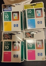 3-pack HP 10 Cyan Magenta Yellow C4844A Ink Cartridge - Expired Past Date SEALED