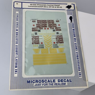 Microscale Decal N 60-533 Wisconsin Central Diesel Locomotive GP 38-2,35 SD 45