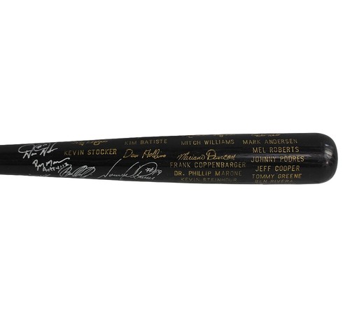 Bate Negro Louisville Slugger Filadelfia Custom 93 Liga Nacional Multi-Firmado - Imagen 6 de 8
