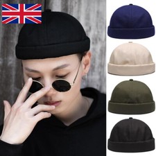 Mens Retro Docker Brimless Hat Beanie Skullcap Worker Sailor Cap Rolled Cuff UK