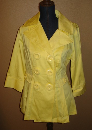 Candie's Bright Yellow Double Breasted Weave Blazer Jacket Junior Size XL - Picture 1 of 4