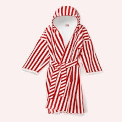 Truly Beauty Signature VIP Collection Bath Robe Red White Stripe Full Length