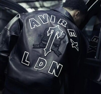 Men Black  Avirex Bomber American Flight Jacket Faux Leather Jacket Gift - Sale