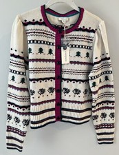 NWT Sundance Catalog Ivory Multicolor Quill Style Cardigan Size M 148