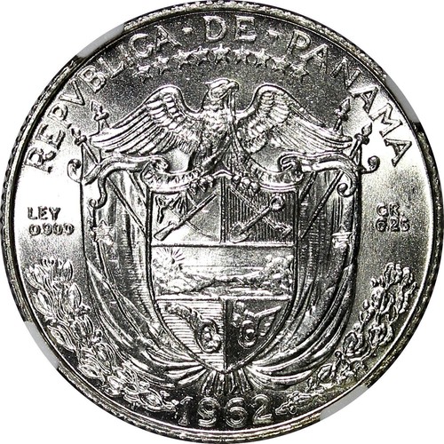 Panama Vasco Núñez de Balboa Silver 1962 1/4 Balboa NGC MS65 KM#11.2 (20) - Picture 4 of 4