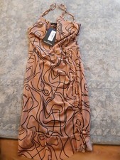 Pretty Little Thing Ladiess Dress  Nude. Bodycon. Ruched Side. Size 12