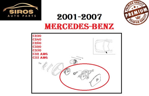 Driver Side Rearview Mirror Glass Heated Dimming For 2001-2007 Benz C-Class W203