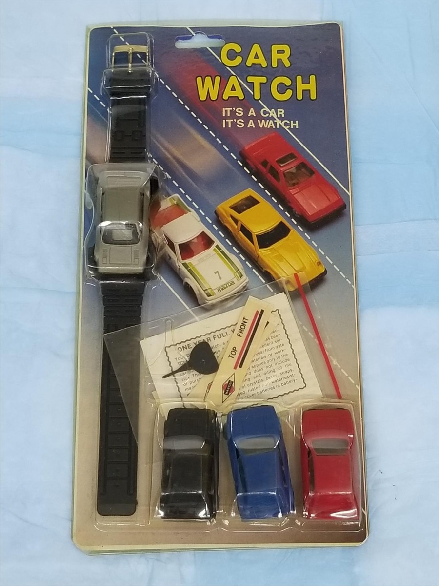 ミニカー VEHICLE TOY SERIES Vintage 1980s Toy Car Watch & 3 Pull Back Action Cars New On Card