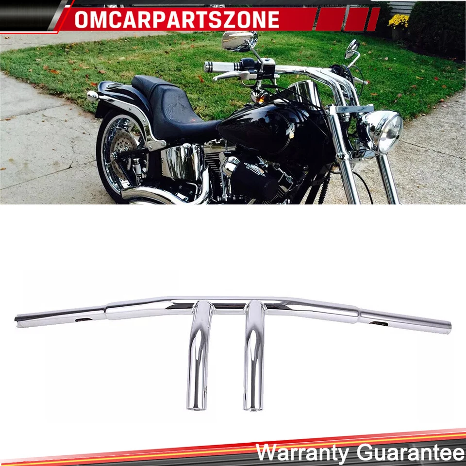 Universal Fat 1 polegada cromado 8" elevação pullback T-Bars guidões arrasto para Harley - Imagem 2 de 4