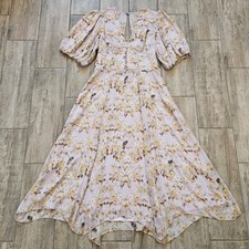 AllSaints Aspen Momo Floral Midi Dress Womens 6 Open Back Boho Romantic Cottage