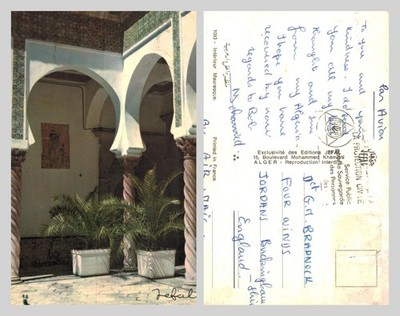 Alte Postkarte - Maurische Innenarchitektur Algier Algerien - POSTED