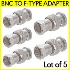 5 Pack BNC Plug to F-Type Plug Adapter Coax Coaxial Cable Connector Converter