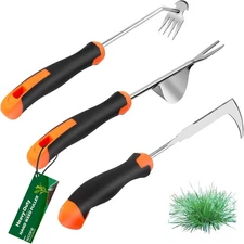 3Pcs Hand Weeder Tool with Rubber Handle for Gardening & Weeding