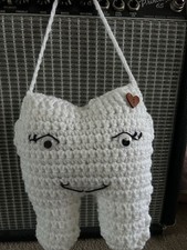 Crocheted Hanging Tooth Fairy Holder For Losing Teeth. Place In Back For Cash