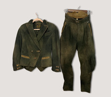 VTG 80s Meindl Exquisite Suede Suit Set Trachten Jacket Jodhpur Pants 36 XS-S