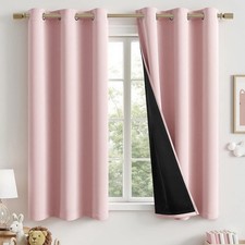MIULEE Baby Pink 100 Blackout Curtains for Girls Bedroom 63 Inch Long, 2 Thick