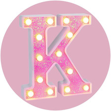 LED Letter Lights Sign Light Up Pink Letters Glitter Alphabet Letter Sign for Ni