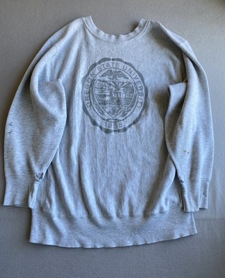 Vintage 1960s Oregon State University Champion Reverse Weave Gray Crewneck M