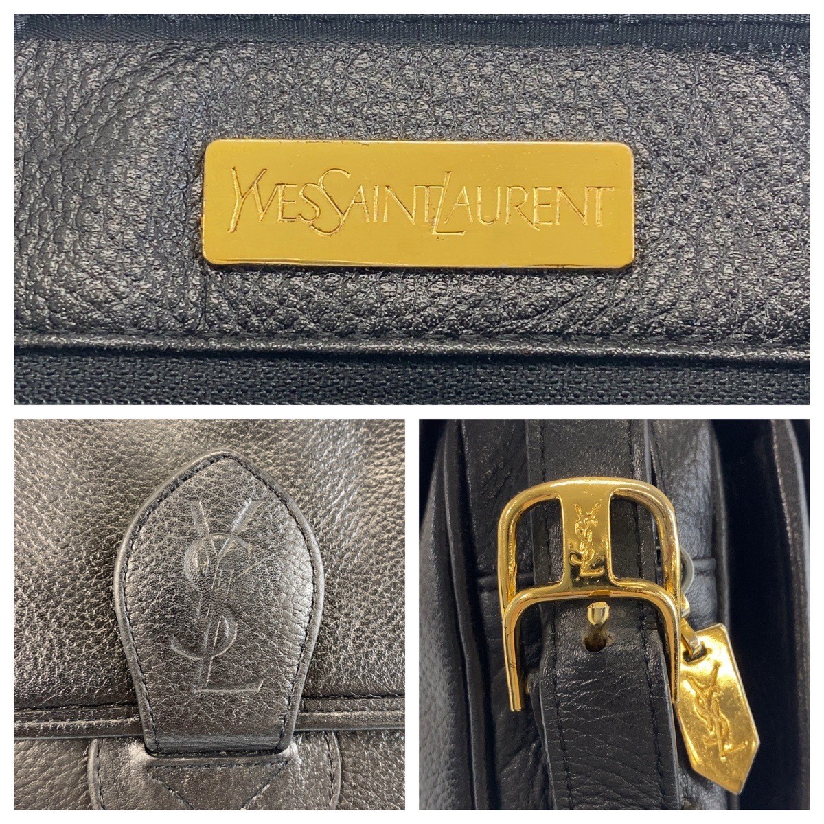 Borsa a tracolla YVES SAINT LAURENT YSL pochette nera oro ferramenta pelle