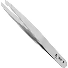 Precision Slant Tip Tweezers for Facial Hair  Ingrown Hair Plucking, Non-Slip