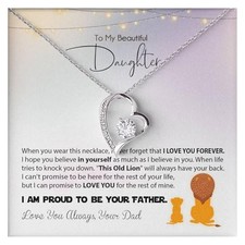 To My Daughter 14k White Gold Finish - Standard Box Forever Love Necklace
