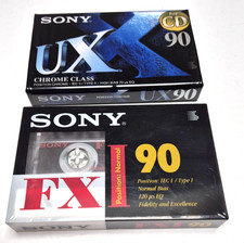 2 Cassettes Audio SONY UX Chrome Class IEC II  Type II + FX IEC I  Type I NEUF