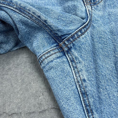 American Eagle Stovepipe Jeans Women's 14 Blue Light Wash Y2K Baggy Fringe Fade - Picture 11 of 15