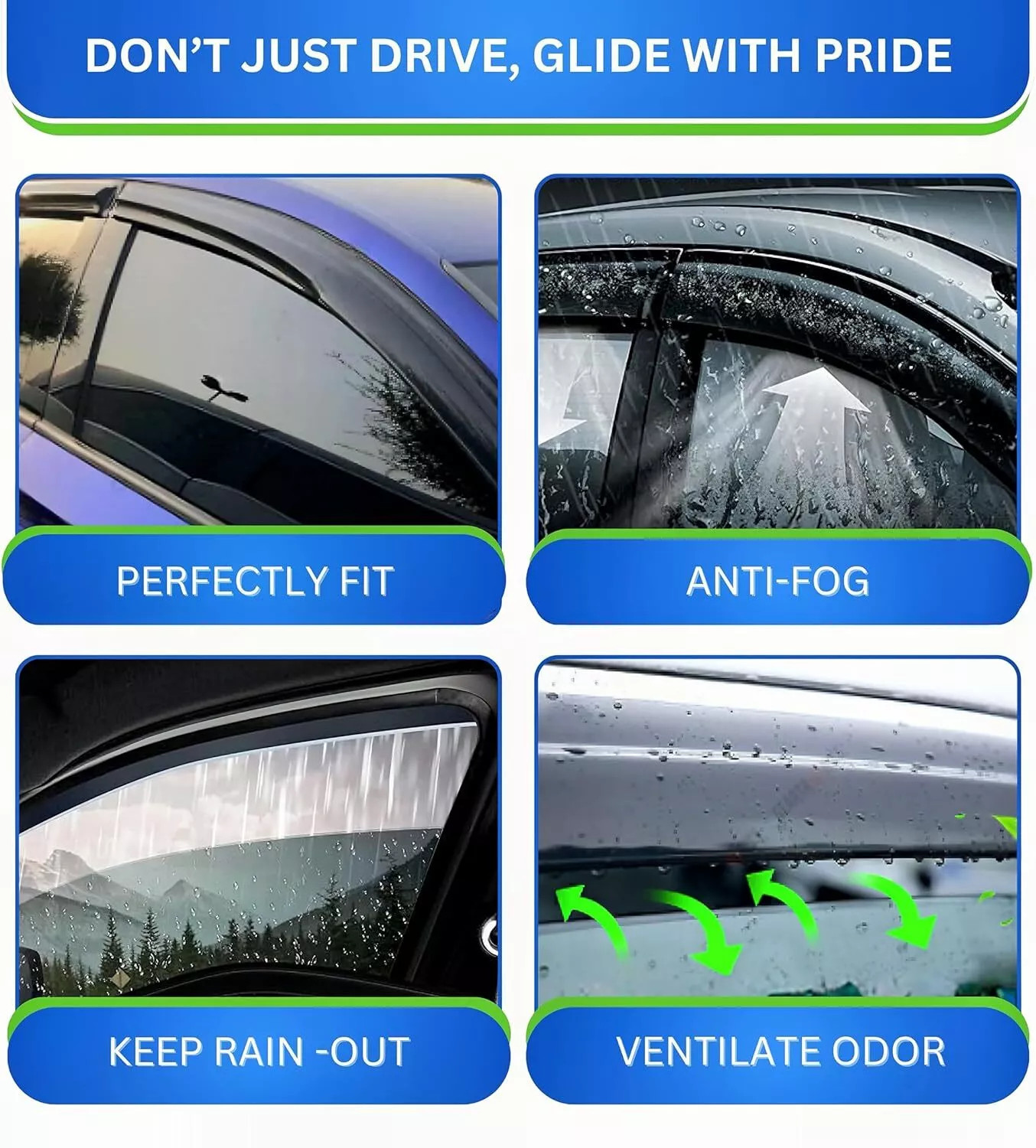 Window Vent Visor For 2006-2011 Honda Civic 4 Door Sedan Rain Guard Mugen Style