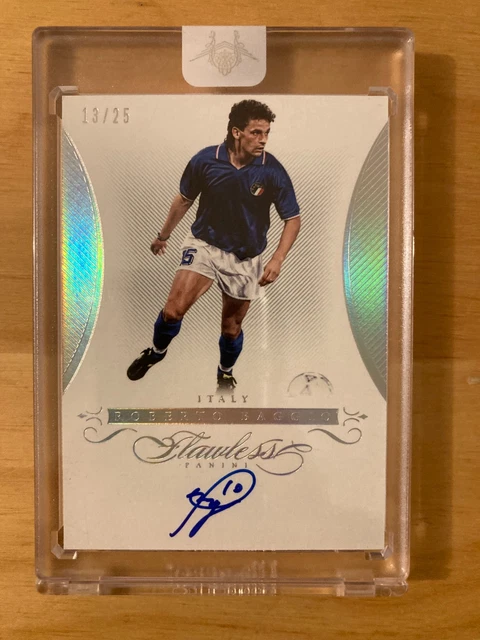 2016 Panini Flawless Italy Roberto Baggio Autogramm auf Karte /25 versiegelt