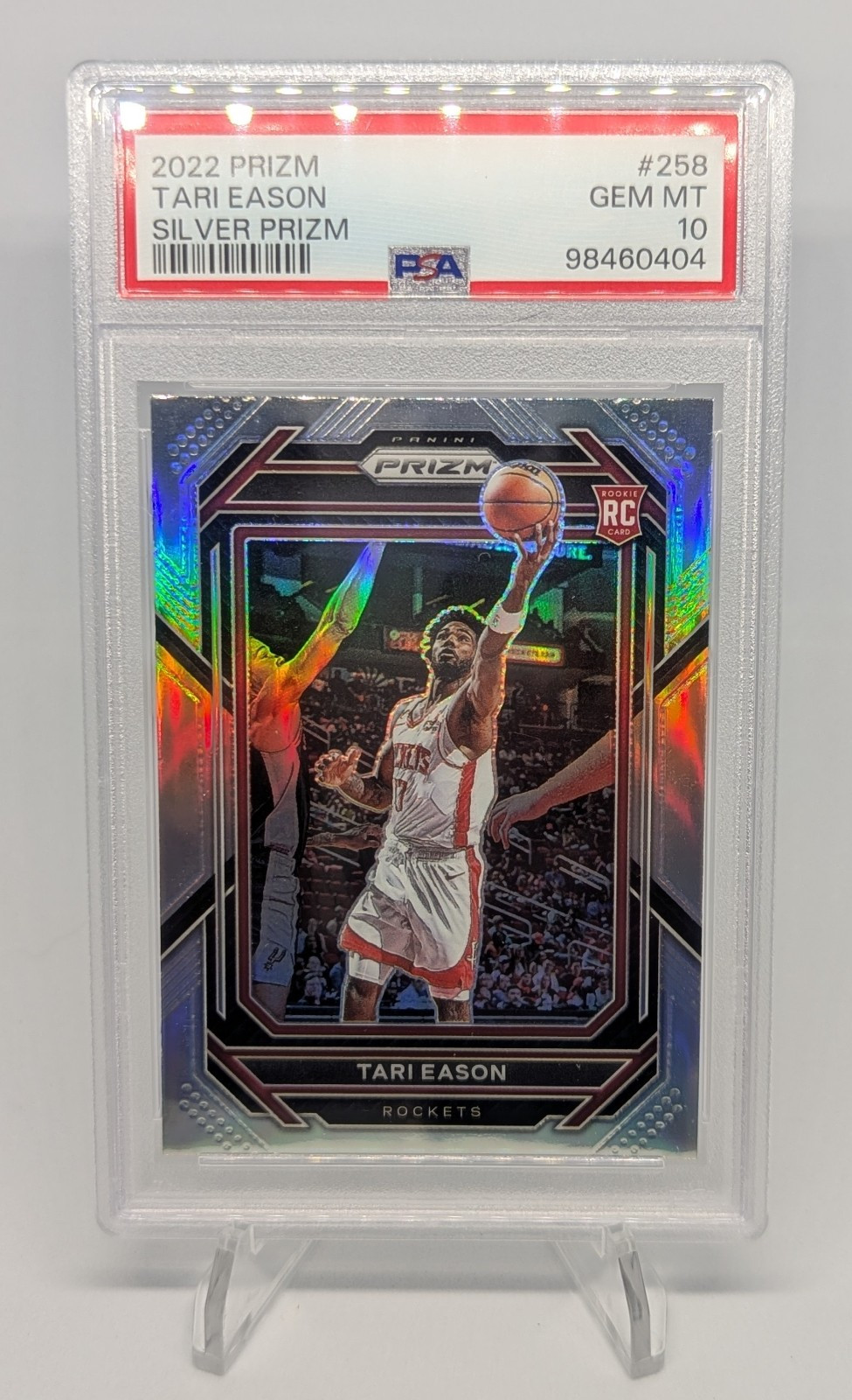 2022-23 Panini Prizm SILVER Tari Eason #258 Rockets RC PSA 10 GEM MT, Pop 95!