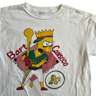 RARE 90s Bart Simpson Jose Canseco Oakland A's MLB Shirt Jacque Tag Size L